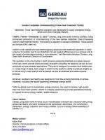 Gerdau Completes Commissioning of New Heat Treatment Facility - Press Release